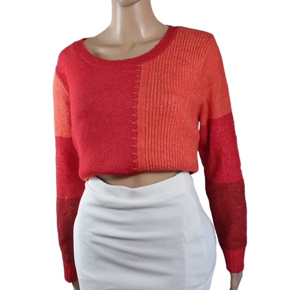 Sweaters - NWOT Rockmans crew neck colour block sweater- red/orange size medium New